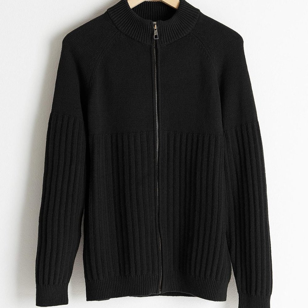 Men's Zip Up Sweater BLACK (MYK-004)